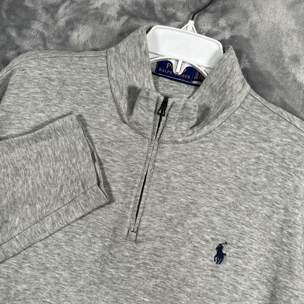Polo Ralph Lauren 1/4 Zip Shirt Mens XL Long Sleeve Gray Blue Pony Stretch